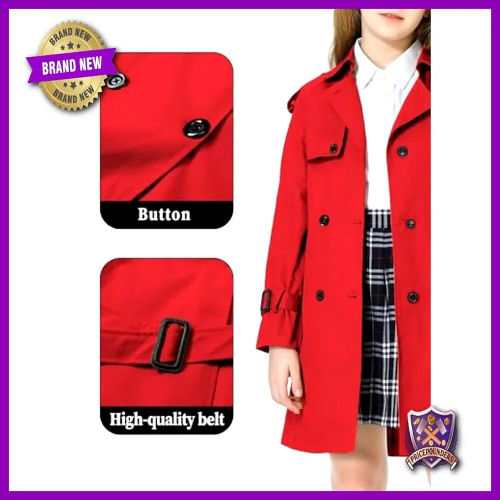 Waterproof Trench Coat Double Breasted Lapel Overcoat Outerwear Classic Chic
